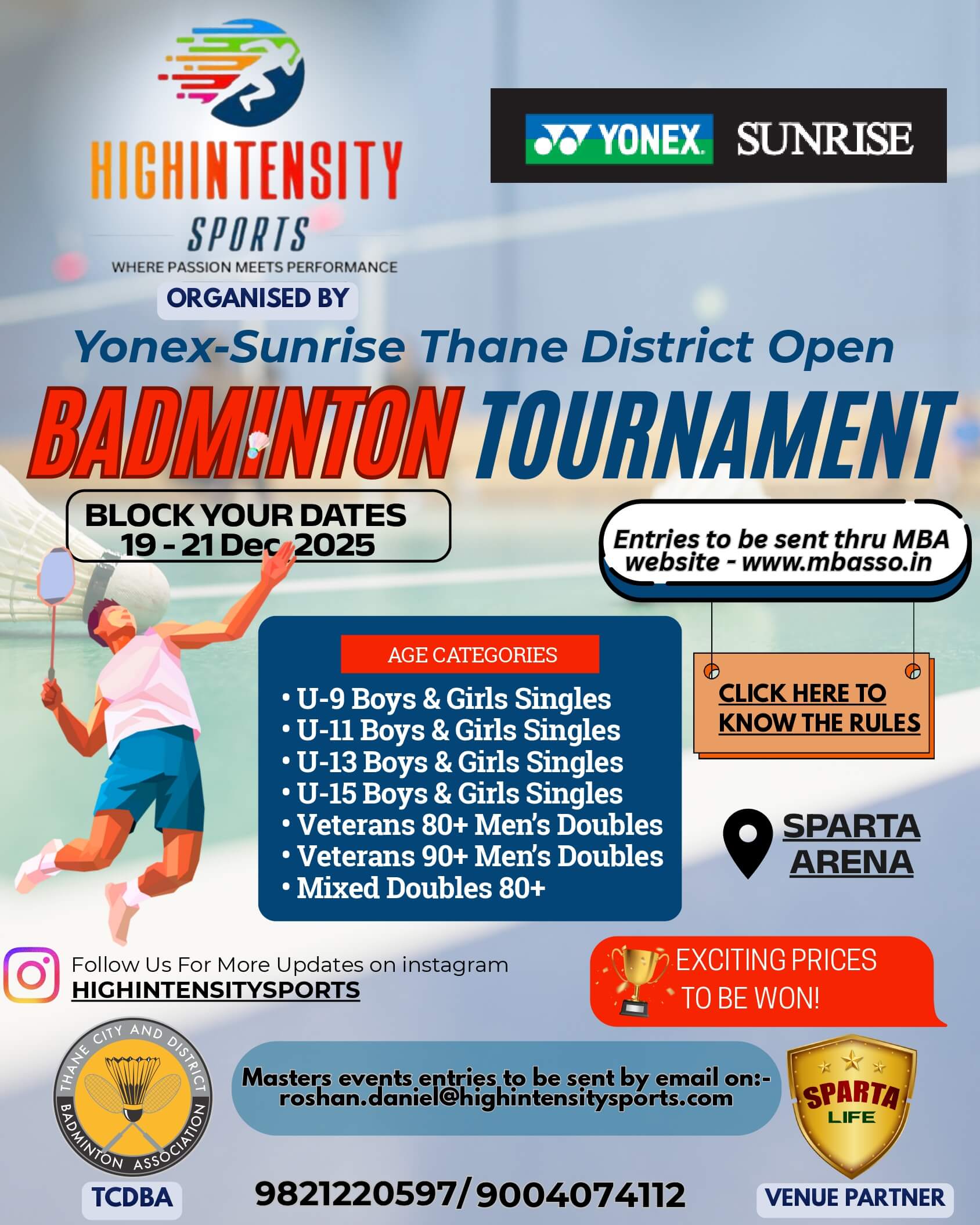 🏸 YONEX–SUNRISE THANE DISTRICT OPEN BADMINTON TOURNAMENT 2025 🏆